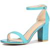 Allegra K Women's Ankle Strap Sandals with Shiny Chunky Heels, Summer Shoes, Blue, Size 25.0cm