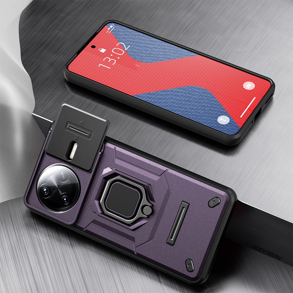 KEYSION Противоударный защитный чехол для POCO F7 Pro Slide Camera Защитное кольцо для объектива Подставка для телефона Задняя крышка для Xiaomi POCO F7 Ultra