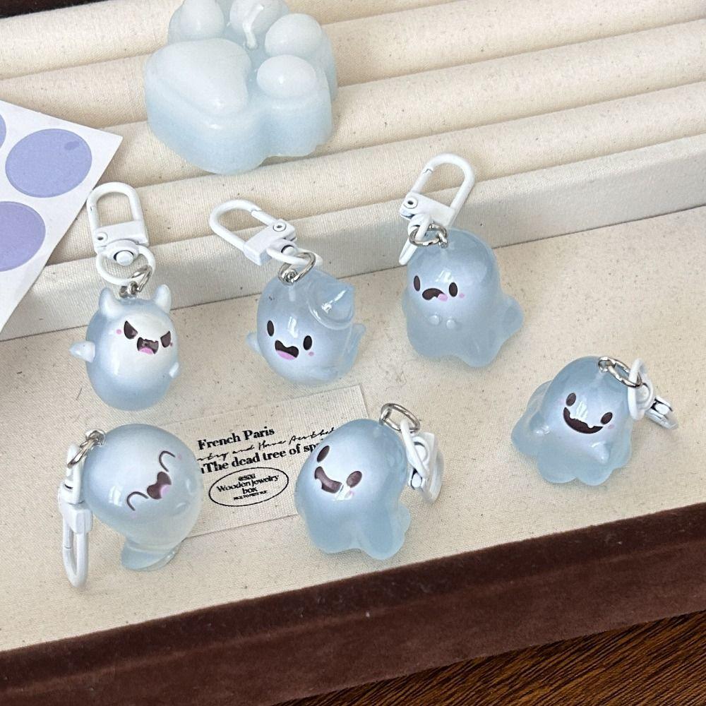Car Keychains Luminous Keychain Halloween Resin Keychain Funny Jelly Ghost Keychain Men