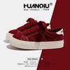 Global Burgundy Canvas Shoes Women's 2025 Spring New Popular Ins Shoes Versatile Casual Thick Baseplate Shoes S6988