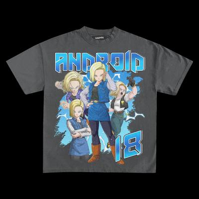 Android 18 Tee Anime Vintage T-shirt Women's Men's Oversized Streetwear Y2k Hip Hop Harajuku Short Sleeves High Quality Female Male Clothing