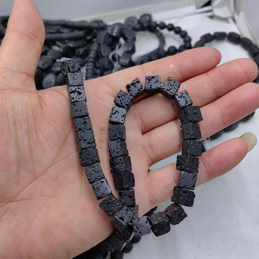 Украшения из бусин из вулканического камня: Круглые, Квадратные, Абакус, Прямоугольные бусины для самостоятельного изготовления браслетов и ожерелий.