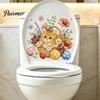 Decorative Stickers for Ceramic Tiles Cute Kitten Flower Basket Toilet Seat Sticker, Waterproof Lid Tank Wall Decals, Self-Adhesive PVC Bathroom