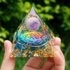 Energy Pyramid Orgonite Healing Crystals Chakra Tool 5*5*5cm Natural Amethyst Handmade Gift Home Office Decor