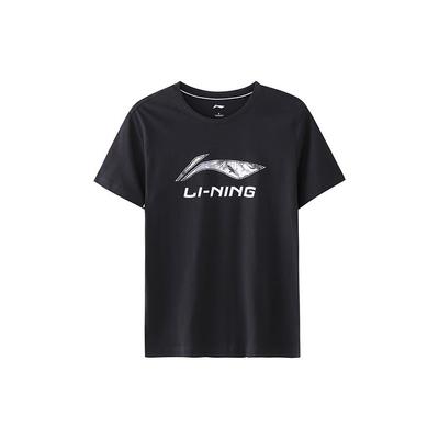 Li Ning повседневная спортивная футболка с круглым вырезом и коротким рукавом для мужчин, черные топы AHSR587-3