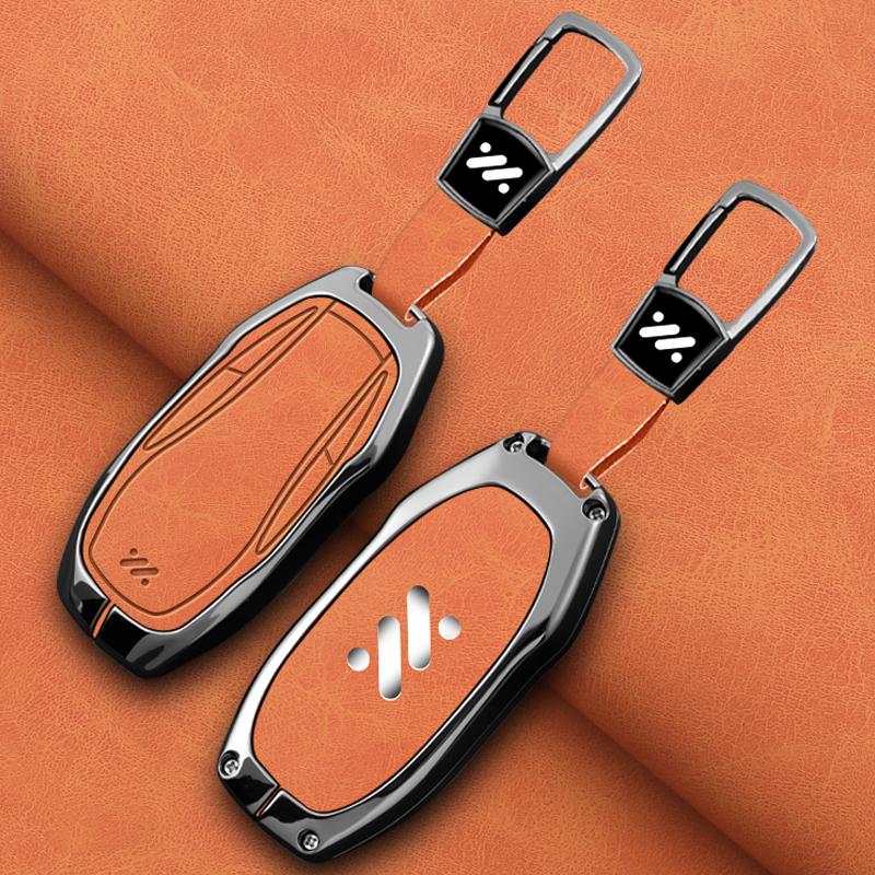 DCT4 Zinc Alloy Leather Key Case For IM LS6 MAX LS7 PRO L7 Dynamic Car Remote Protection Cover Bag Shell Keychain Accessories