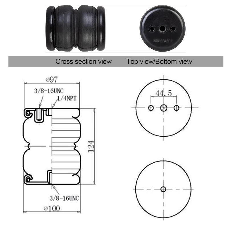 2Pcs Air Ride ride Springs suspension 2200Ib Air Single Port 1/4 npt Small Rubber shock absorption bag 2E2200