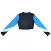 Womens Short Cheerleading Performance Outfit Euphoria TV Show Cosplay Long Sleeve Stage Costume Blue With Bow Pom