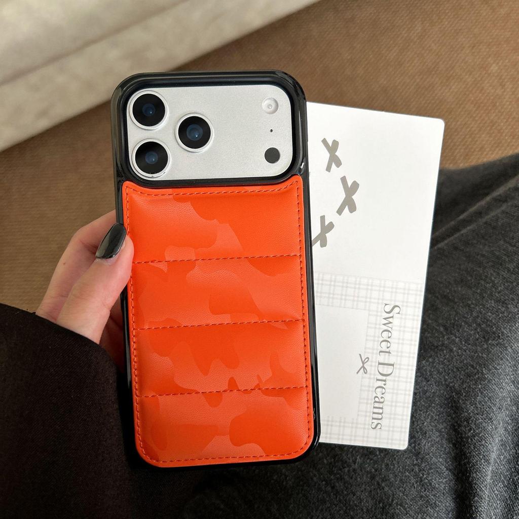 Новый кожаный чехол-камуфляж 3D для Apple iPhone15 Pro Max - Стиль пуховика для осени/зимы