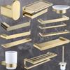 Brushed Gold Bathroom Towel Rack and Shelf Set