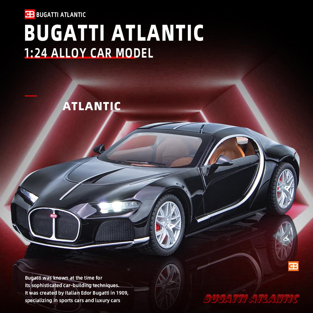 1/24 масштаб Bugatti Atlantic Supercar, литая под давлением модель автомобиля, игрушечный автомобиль с откатным механизмом со звуком и светом для детей, коллекция подарков для мальчиков и девочек