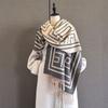 Роскошный высококачественный шарф из имитации кашемира женский толстый теплый ветрозащитный платок зимний элегантный двусторонний принт обертывание