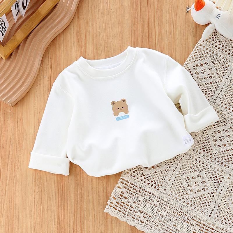 Детские нижние рубашки, весенне-осенние детские футболки с длинными рукавами, осенняя одежда из чистого хлопка, топы для мальчиков и девочек до года, детские