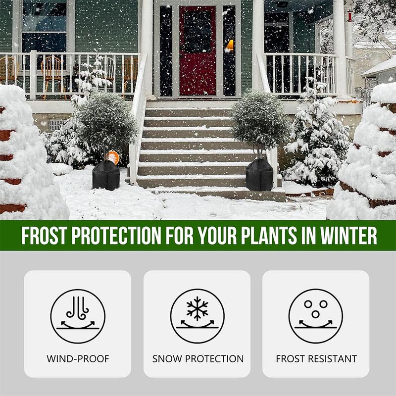 1 шт. Зимний мешок для защиты растений со шнурком и молнией, дышащая нетканая ткань, защищает растения от мороза, 45 x 50 см