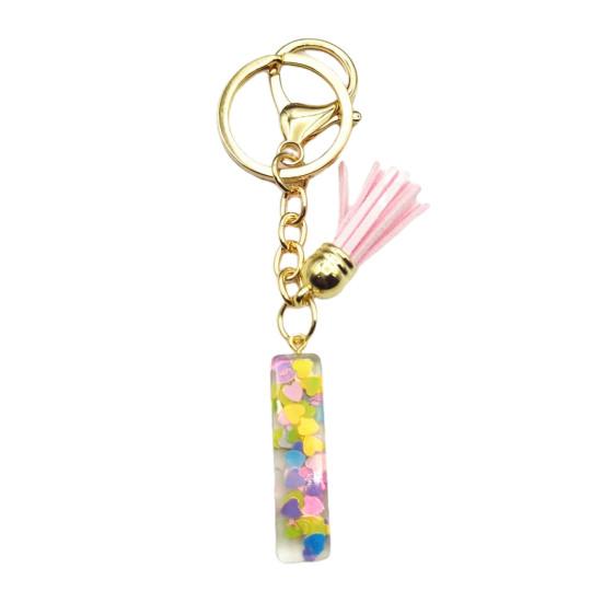 Красочный акриловый брелок с розовыми кистями, декор, буквенная чашка, кулон, брелок для ключей, украшение для бутылки с водой, подарок на день рождения