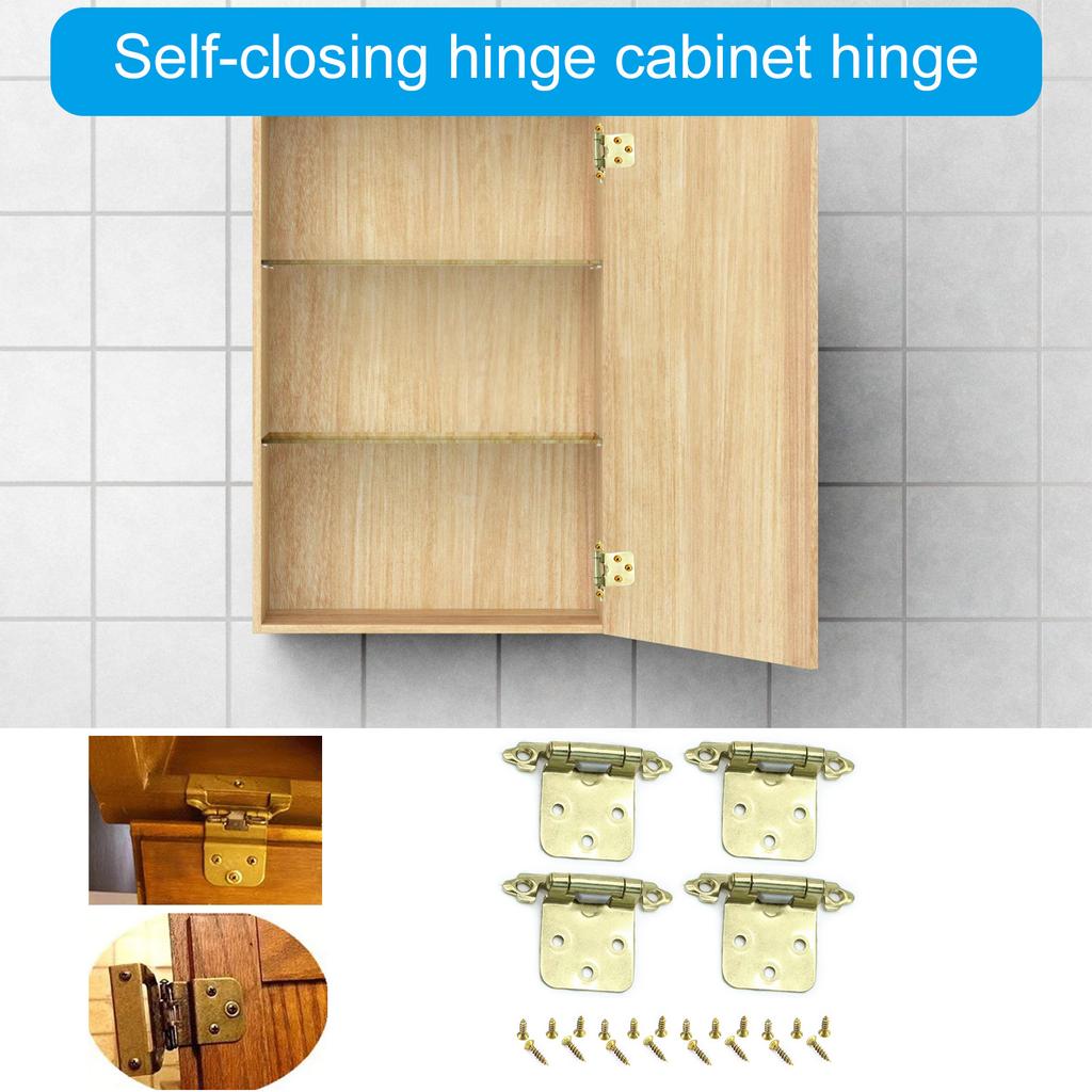 4Pcs Antique Self Closing Hinges Kitchen Cabinet Door Hinges Decorative Hardware for Bathroom Furniture Cupboard