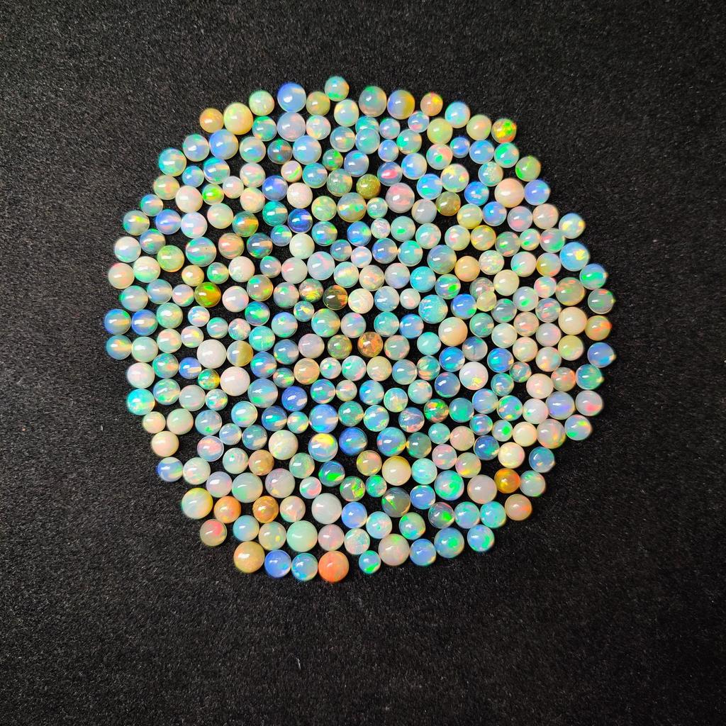 Multi Color Natural Ethiopian Round Shape Ethiopian Opal Cabochon Gemstone Bulk Lot, Loose Gemstone Lot.