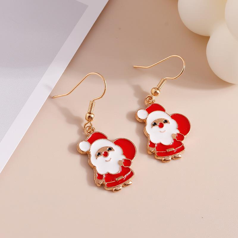 Рождественские серьги-снежинки с лосем и Сантой с характером