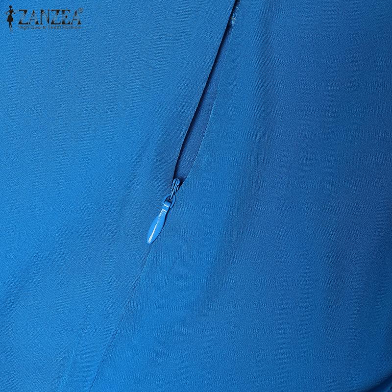 ZANZEA Женское летнее повседневное плиссированное платье с коротким рукавом