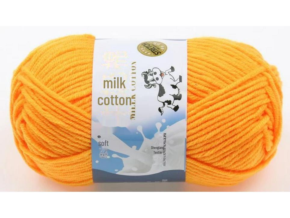 Комплект из 5 нитей детской шерстяной шапки и шарфа из молочной хлопковой пряжи средней толщины, ручная работа