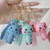 Kawaii Axolotl Keychain Animal Pendant Hexagonal Dinosaur Simulation Key Ring