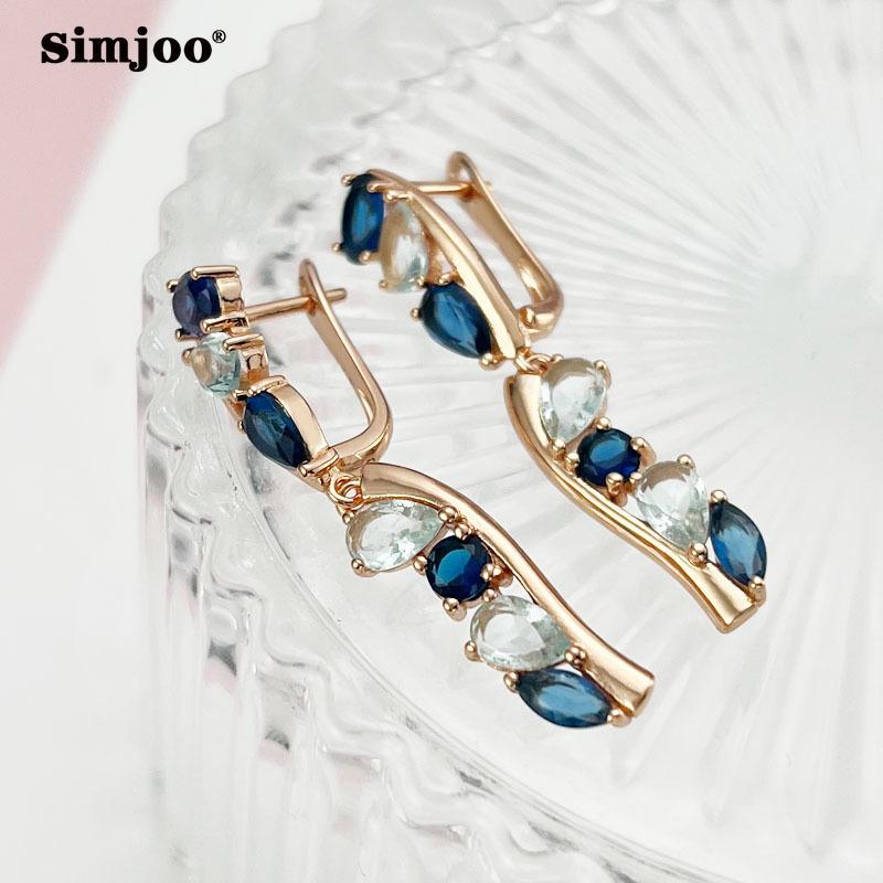 SIMJOO персонализированные серьги цвета розового золота, модные простые серьги с разноцветными цирконами и кисточками для женщин