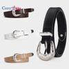 Silver Carved Buckle Decorative Jeans Belt Retro Belt Women