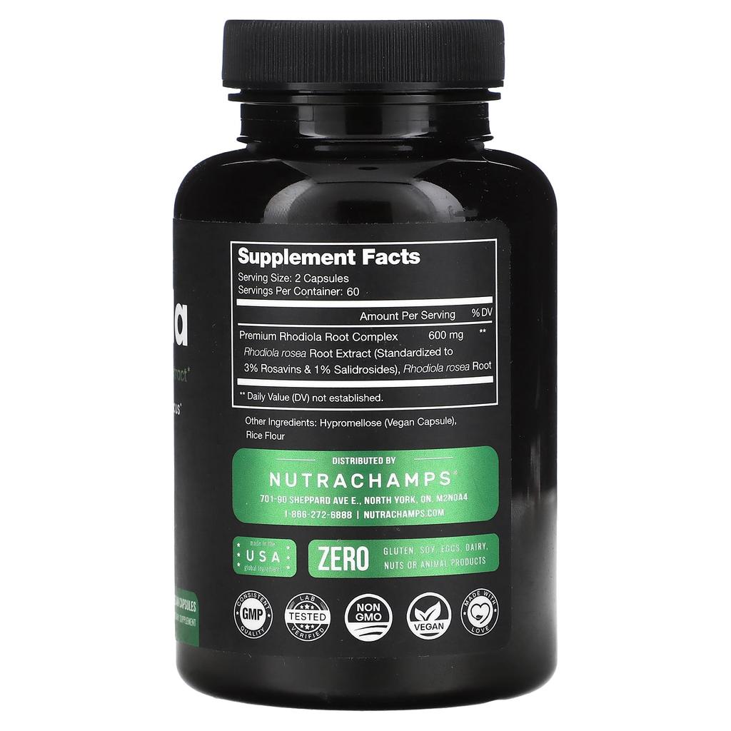 NutraChamps Rhodiola, 120 Veggie Capsules