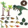 Dinosaur Themed Cake Toppers Set of 26PCS with Eggs Trees Leaves for Jungle Safari Kids Birthday Party Decorations