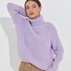 Autumn and Winter Women's Sweater Solid Color Knit Loose High Neck Long Sleeve Sweater