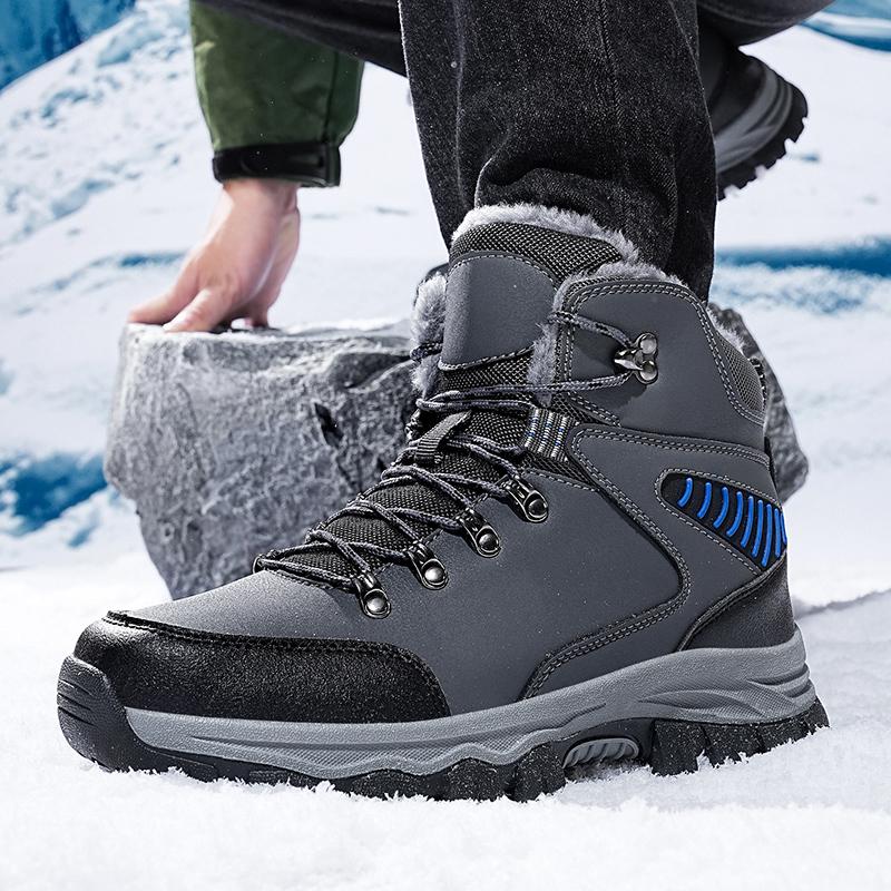 Men Winter Snow Boots Fashion Waterproof Sneakers Super Warm Brand Boots Outdoor Male Plush Hiking Boots Work Shoes Size 39-48