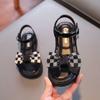 Children's Sandals Open Toe Pleated Solid Casual Girls' Square Toe 2024 Children's Fashion Wedding Party New Sandals