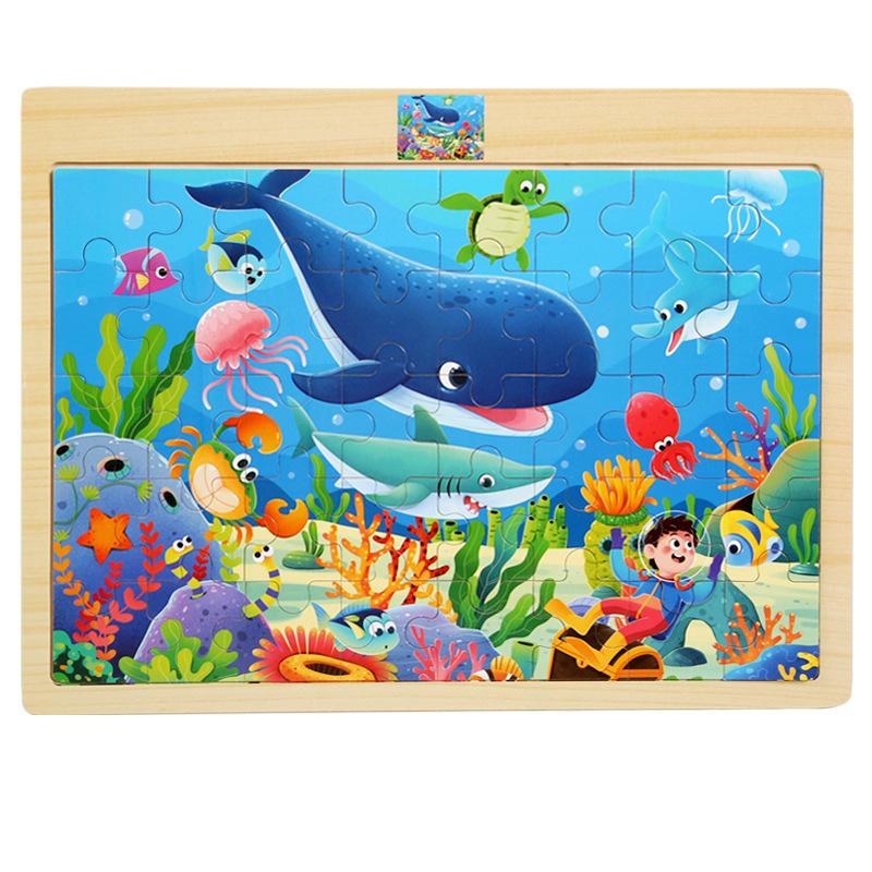 Деревянный пазл из 40 деталей для детей, животные, динозавры, мультяшный деревянный плоский пазл для малышей, развивающие игрушки для раннего развития