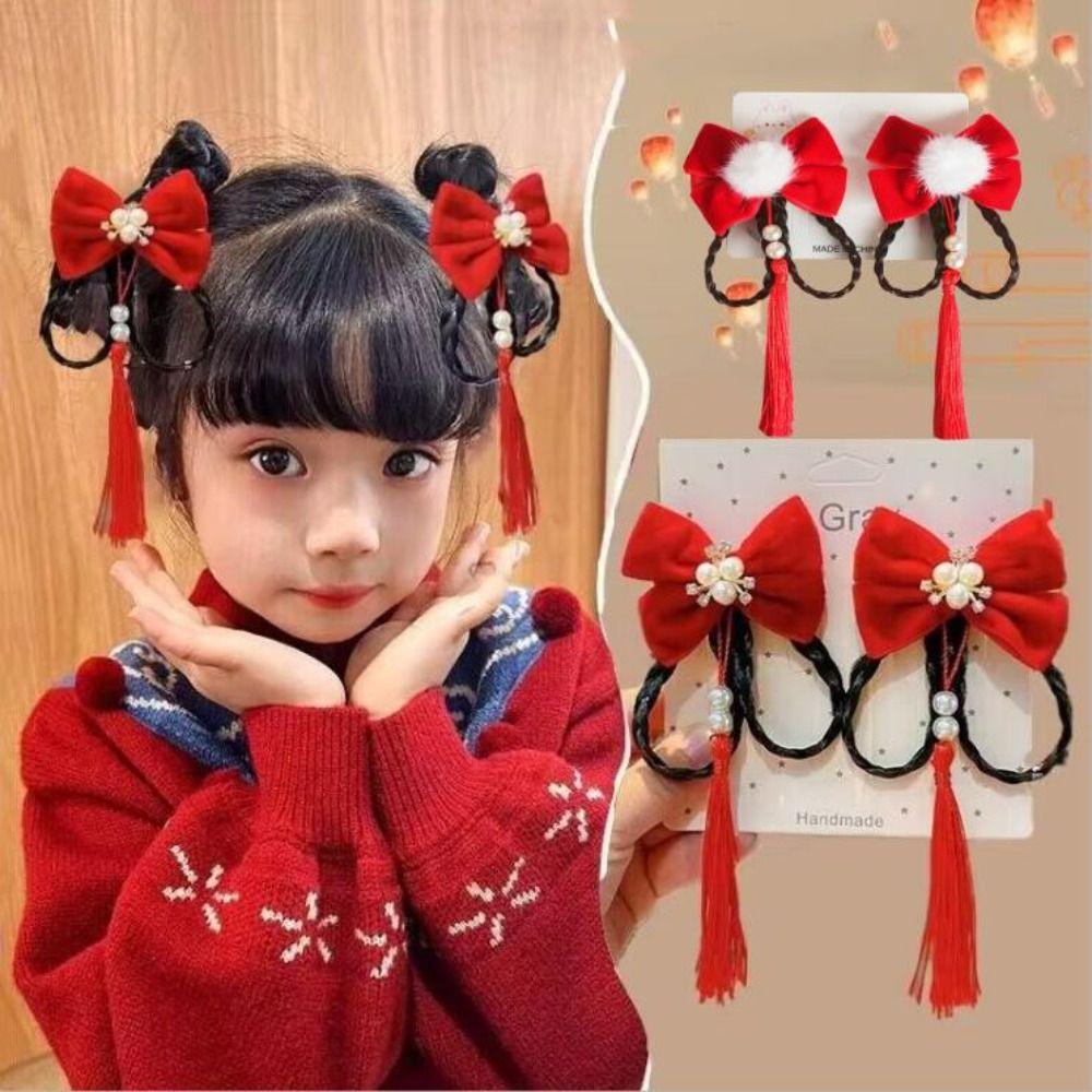 Банты с кисточками Новогодний бант Заколки для волос В древнем стиле Головные уборы для девочек для ханьфу Аксессуары для волос