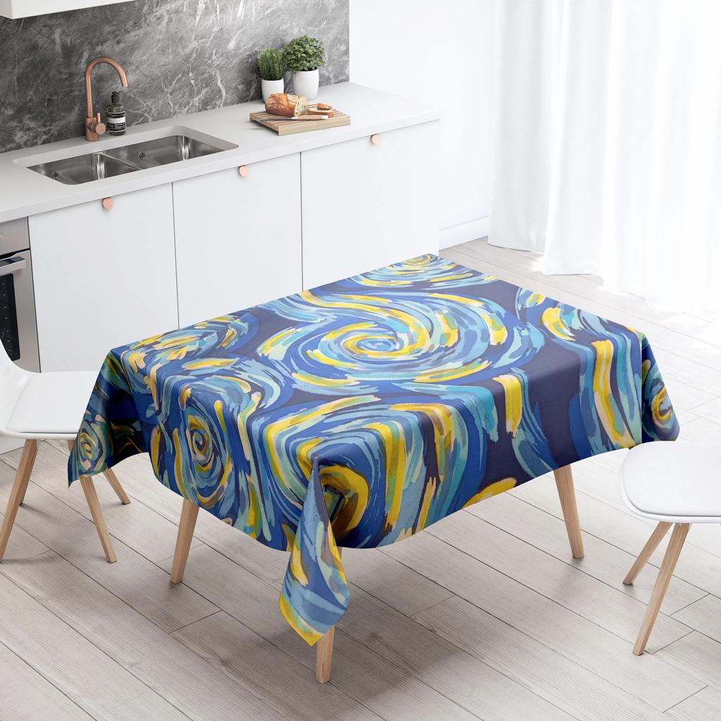 Абстрактная волнистая скатерть для домашнего декора, устойчивая к пятнам водонепроницаемая скатерть для украшения стола, прямоугольная кухонная столешница для камина