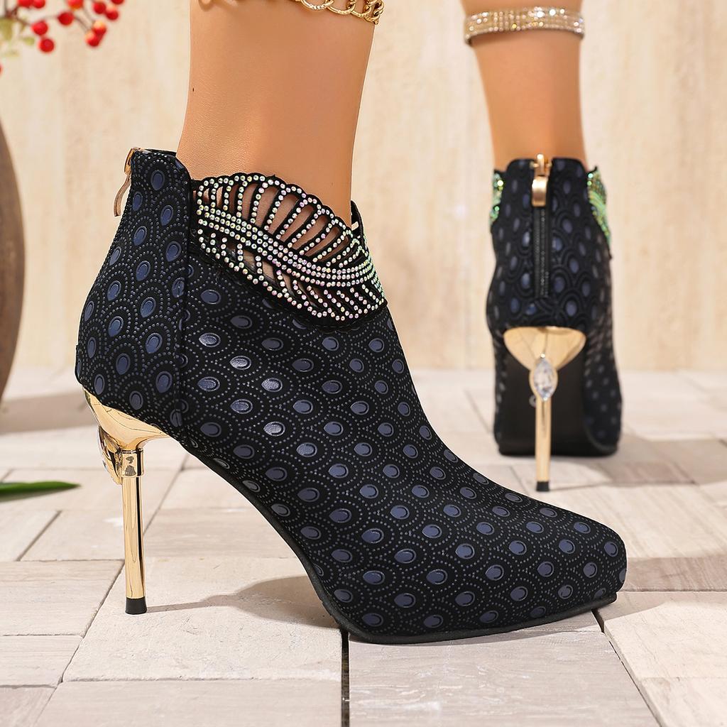 Модные женские туфли-лодочки Новые ботильоны из тисненой кожи Женские туфли на низком каблуке для вечеринки Уличная роскошная обувь на высоком каблуке Женская Zapatos De Mujer