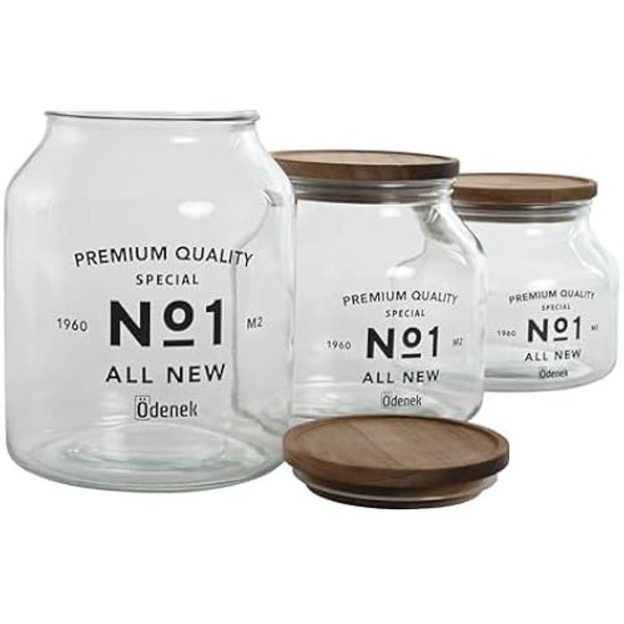 LEKE GO Набор из 3 прозрачных стаканов из акациевого стекла с крышкой для кухни (3)