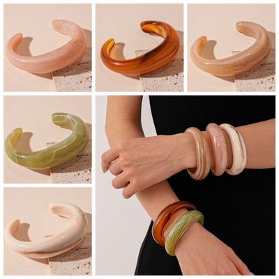Европейско-американский стиль Необычный широкий браслет Богемный ретро кольцо на руку Акриловый открытый браслет Девушки