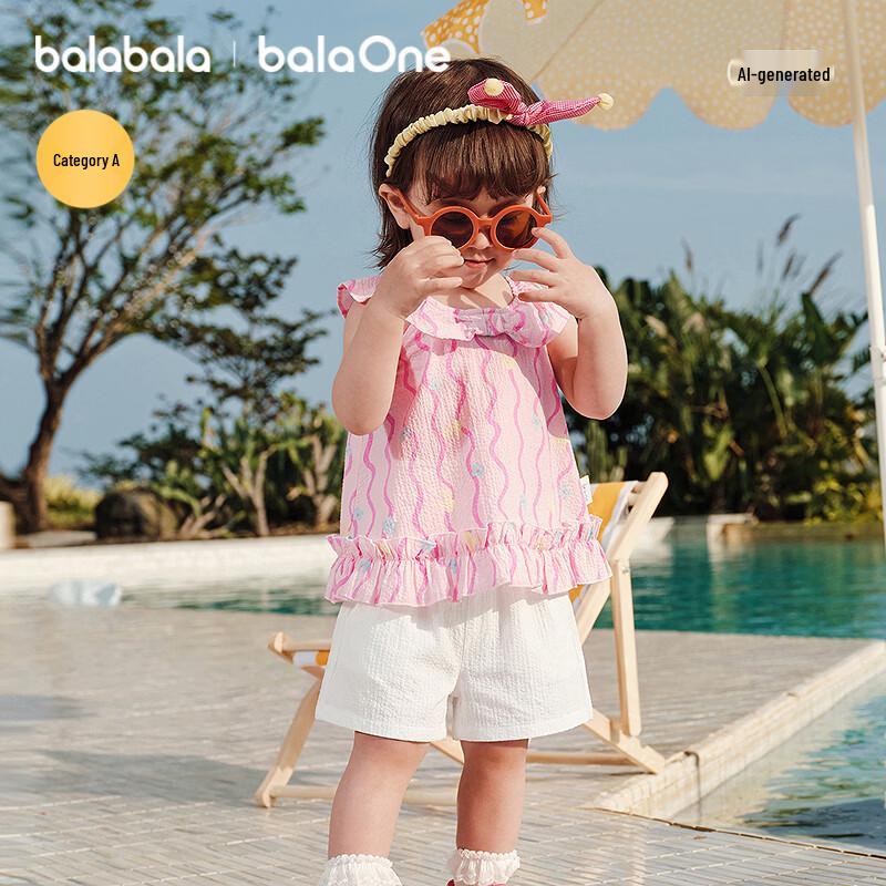 BalaOne Baby Girl's Short Sleeve Two-Piece Set
