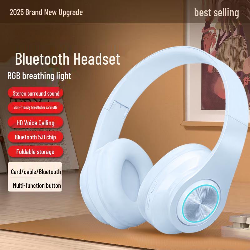 B39 Over-Ear Bluetooth Headphones: Cool Light Effects, Card Slot, Excellent Sound Quality for Male and Female Students