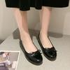 Fashion Ballerina Women's Flat Shoes Comfort Non-slip Ladies Loafers Leather Flats Elegant Bowknot Women's Single Shoes Mother's Shoes
