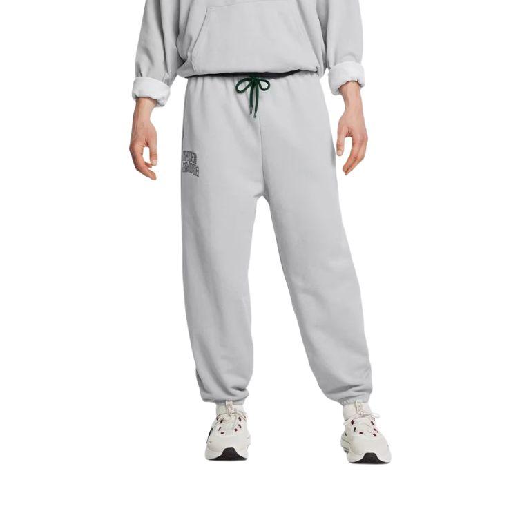 Under Armour Иконка Hwt Терри Принт с буквами Повседневные брюки Мужские Светло-серый 1386551-011