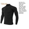 Мужской спортивный топ 3D Slim Fit с высокой эластичностью и воротником-стойкой, быстросохнущий, с длинными рукавами, облегающий, компрессионный, для коррекции фигуры, для бега, баскетбола, спортзала
