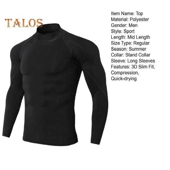 Мужской спортивный топ 3D Slim Fit с высокой эластичностью и воротником-стойкой, быстросохнущий, с длинными рукавами, облегающий, компрессионный, для коррекции фигуры, для бега, баскетбола, спортзала