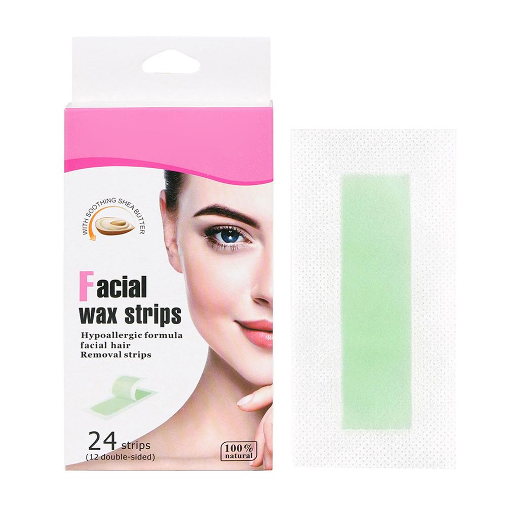 24Pcs Hair Removal Wax Strips Waxing Wipe Sticker for Face Leg Lip Eyebrow