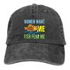 Women Want Me Fish Fear Me Baseball Cap Men Cowboy Hats Women Visor Protection Snapback Fishing Caps
