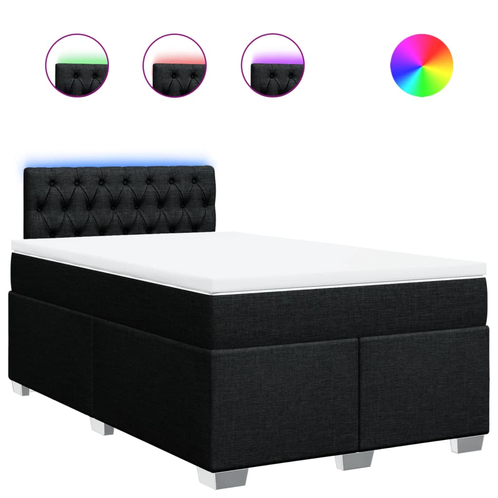 Box Spring Bed with Mattress Black 120 x 200 cm Fabric