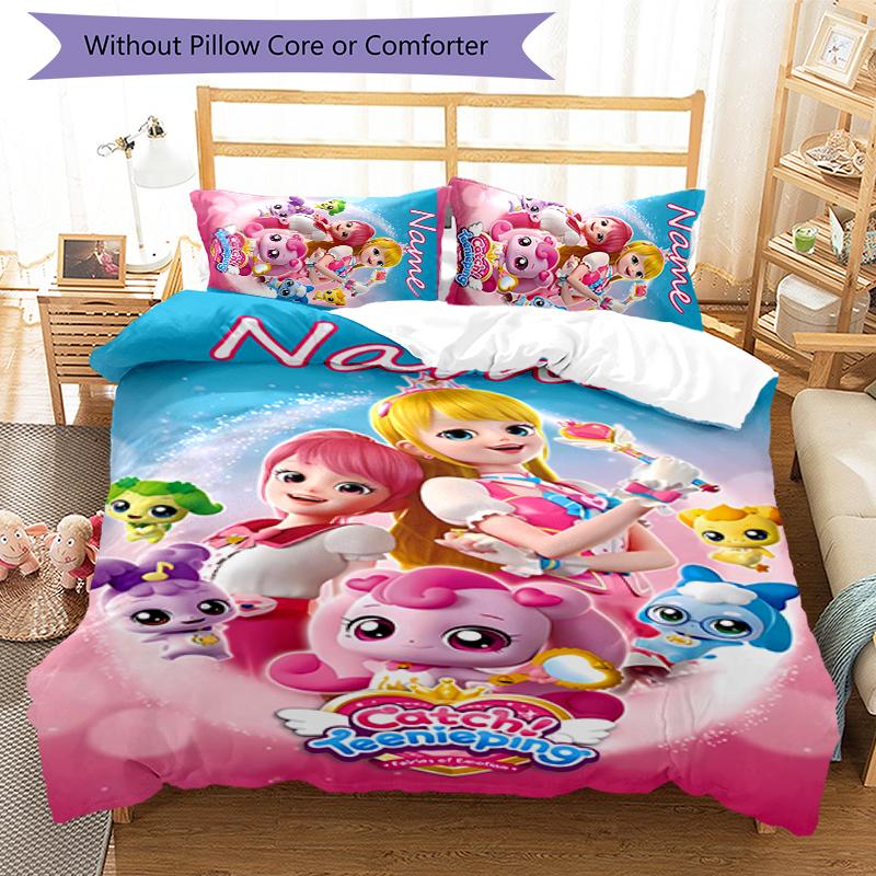 3pcs Custom Name Catch! Teenieping Bedding Set Duvet Cover Closure Includes 1 Duvet Cover & 2 Pillowcases for All Seasons Bedroom Decor