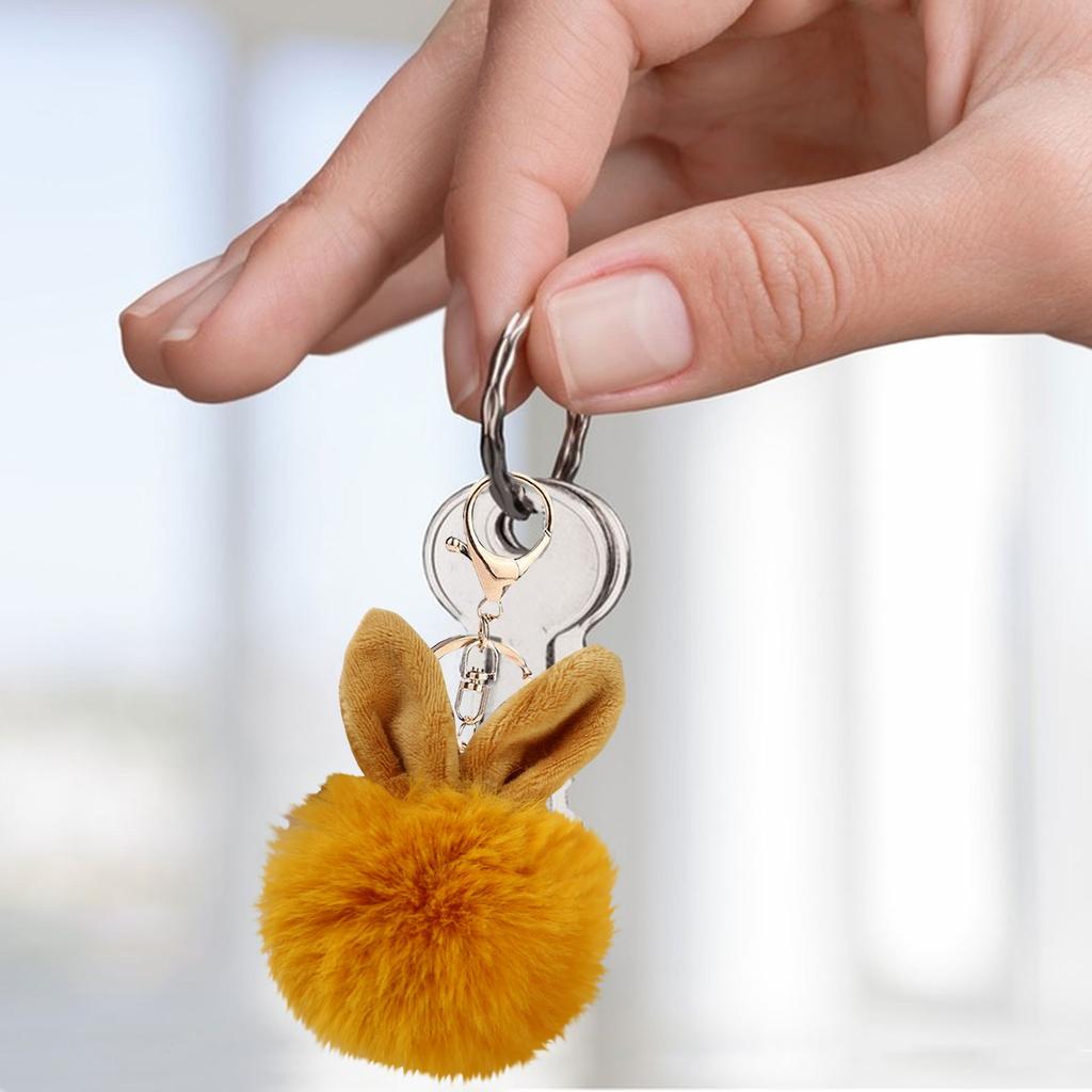 8CM-Light Gold-3cm Super Cute Rabbit Ears Ball Keychain Pendant Plush Pendant Imitation Bag Accessories Small Pendant