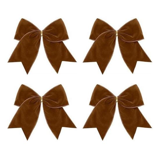 4/12 шт. Большой Рождественский Бархатный Бант Украшение Винтажный Однотонный Подвесной Бант Орнамент Для Дома Улицы Рождественская Праздничная Вечеринка Тканевый Бант Венок Украшение для Дерева